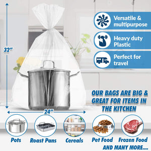  [100 BAGS] Large Clear Poly Freezer Storage Bags, 4 Gallon, 1  Mil. Thick, Size 15 x 18, 100 Bags : Home & Kitchen