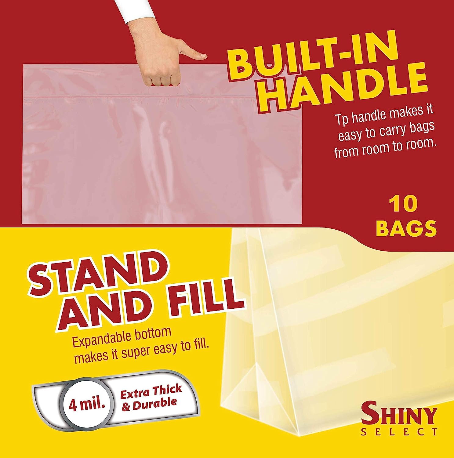 Jumbo Bags - DOUBLE ZIPPER - Storage Bag with Carry Handles - Extra Large 22x22" - 8 Gallon Clear Heavy Duty 4 Mil Plastic