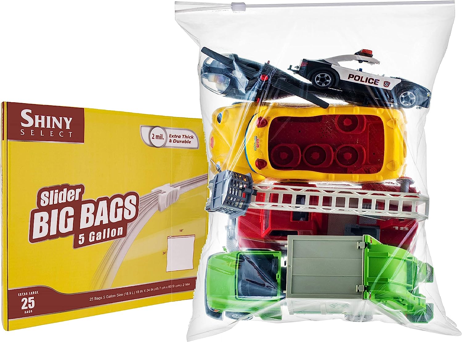 Extra Large Huge Jumbo Big Slider Bags 5 Gallon Size Bags, 18" x 24"