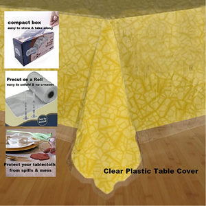Clearly Elegant Disposable Plastic Table Cloth Roll | 5 Covers in Box- Size 70''x160'' 2mill Thick Waterproof for Picnic, Wedding, Dinner, Indoor and