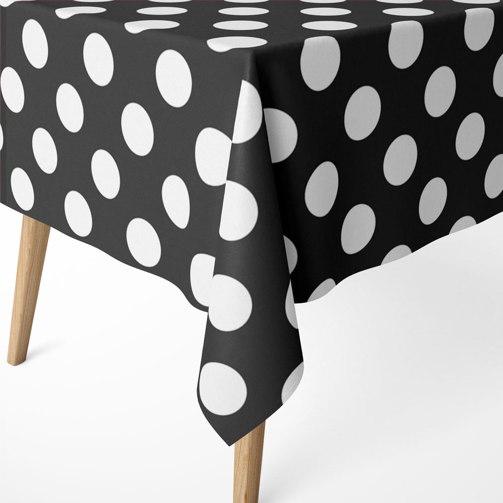 Polka Dot Plastic Tablecloth Roll - Durable Plastic Table Cover Roll | Indoor/Outdoor | 52 Inch X 100 Feet | Water Resistant Tablecover | Disposable Table Cloth with Easy to Use Safe Cutter